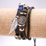 Eco-leather bracelet with a wing on an adjustable closure, length 18-24 cm, black