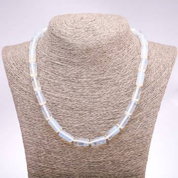 Moonstone necklace (synthetic) cylinder, diameter 8x17 mm, length 45 cm