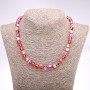 Opal glass necklace with red smooth bead, 8 mm diameter, 45 cm length