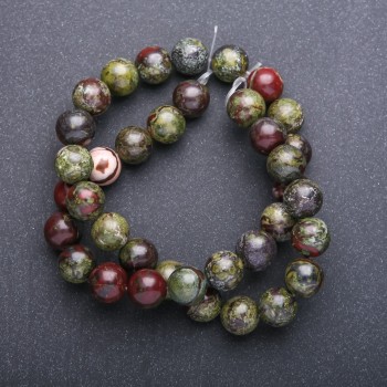 Dragon's Blood Jasper Beads, natural stone, smooth round beads, diameter 10 mm, thread length 38 cm