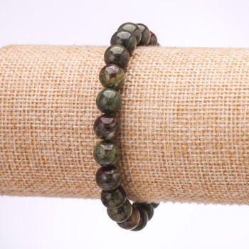 Dragon Blood Jasper Bracelet with Smooth Beads, 8 mm Diameter, 18 cm Length on Elastic