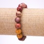 Mookaite Jasper Bracelet, Smooth Beads, 10 mm Diameter, 18 cm Length on Elastic