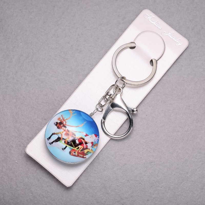 New Year Santa on a Reindeer Keychain, 10 cm long