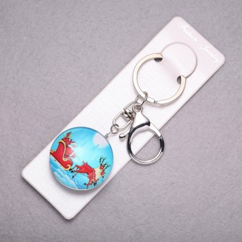 New Year Santa on Reindeer Keychain, 10 cm long