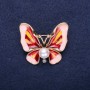 SALE! Butterfly Brooch with Pearl Bead, Pink and Red Enamel, 30x35 mm, Yellow Metal