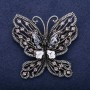 Discount! Butterfly Brooch Gray Crystals 55x57mm Silver-tone Metal