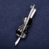 Sale! Violin Music Brooch with Black Enamel and Silver-Colored Metal 65x17mm