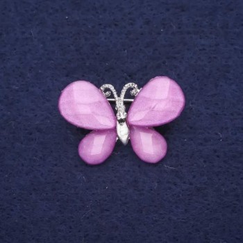 Discount! Mini Lilac Butterfly Brooch 27x20mm, Silver-Colored Metal