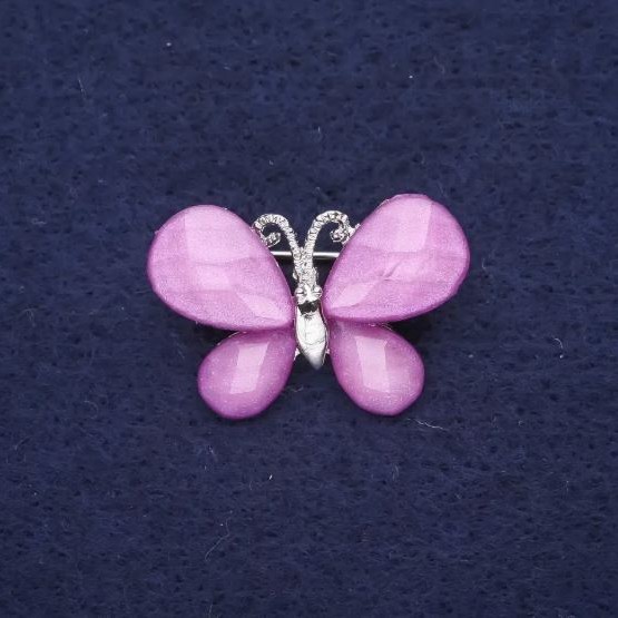 Discount! Mini Lilac Butterfly Brooch 27x20mm, Silver-Colored Metal