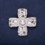 Brooch 'Order of Beauty' Pearl Cross White 47x46 mm Silvery Metal