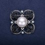 Special offer! Brooch 'Order of Beauty' with pearl beadwork and rhinestones, color: white, gray, white, 42×51 mm, silver metal