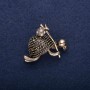 Brooch: Turtle with a Knot, White Rhinestones, 30x30 mm, Yellow Metal