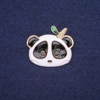 Discount! Panda enamel pin white, black, and green 28×24 mm yellow metal