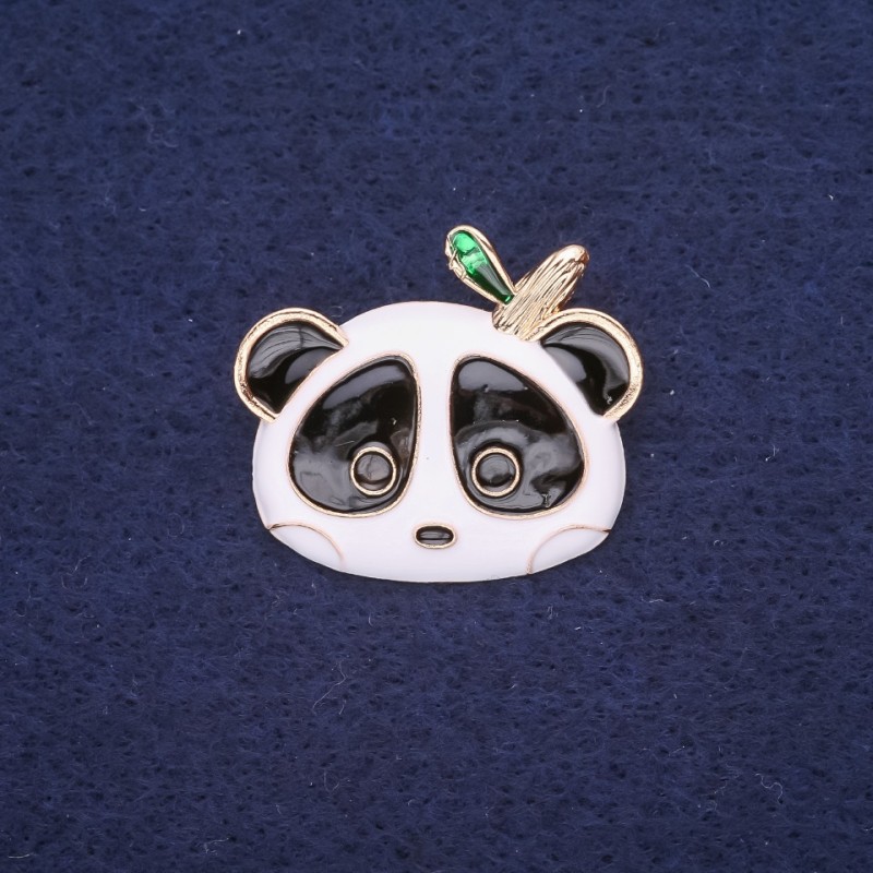 Discount! Panda enamel pin white, black, and green 28×24 mm yellow metal
