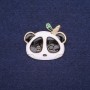 Discount! Panda enamel pin white, black, and green 28×24 mm yellow metal