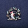 Discount! Bird on a Branch Brooch with Crystals, Enamel, Red, White, Blue, and Green colors, 38x40 mm, Silver-Toned Metal
