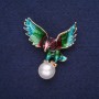 Discount! Eagle Bird Brooch with Pearl Bead Enamel in Sea-Wave Color Burgundy Green Purple mm Golden Metal