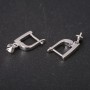 Ear wires for earrings with a pin 15×20×2 mm, silver-tone metal, price per pair