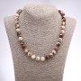 Beaded Zebra Jasper Necklace, smooth beads, 10 mm diameter, 48 cm length