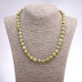 Yellow Turquoise Necklace with Smooth Beads, 8 mm Diameter, 46 cm Length