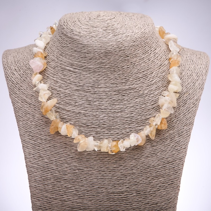 Citrine Necklace with Natural Stone Chips, 10-14 mm Diameter, 45-50 cm Length