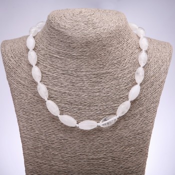 Rock crystal necklace with bicones, 10×20 mm diameter, 43 cm length