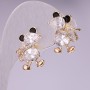 Earrings 'Teddy Bears' with white crystals, gold-colored metal 20x14 mm