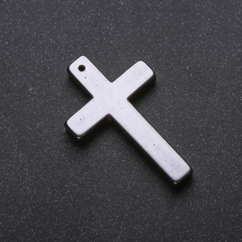 Hematite Cross Pendant 27×43×4 mm