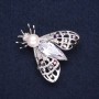 Sale! Butterfly Brooch, silver-toned metal with bead, rhinestones and a crystal 34x35mm +