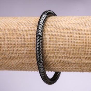 Bracelet with hematite rondelle beads, zigzag-edged round facets, diameter 6x4 mm ±, length 18 cm