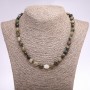 Moss Agate Natural Stone Necklace with Faceted Beads, diameter 9–10 mm, length 45 cm +