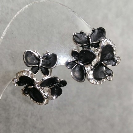 Earrings "Butterflies" black 18x20mm