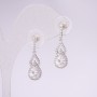 Earrings 925 Series in Rhinestones with Stones, White Color, 8x28 mm, Silver-Colored Metal