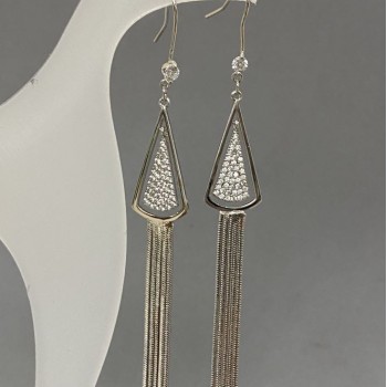 Brush Earrings 73x11mm Silver Metal