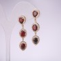 Evening Earrings, 925 Series with Red Stones, 45x10 mm, Gold-tone Metal