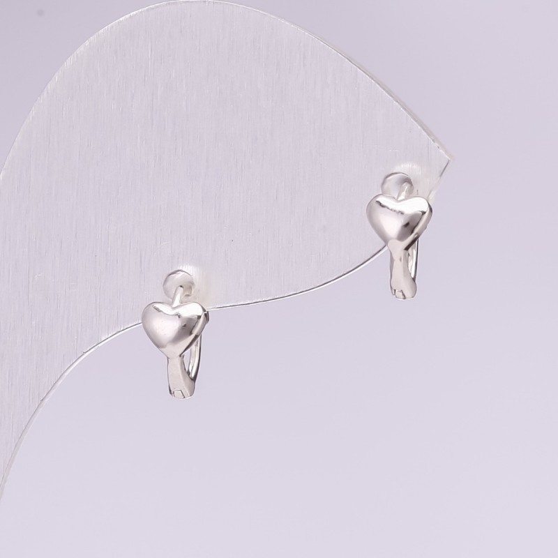Heart Earrings, 925 Series, 5×8 mm, silver-colored metal, Korea