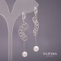 Sale! Xuping Long Earrings with Mallorca Pearls White 58x7mm Rhodium