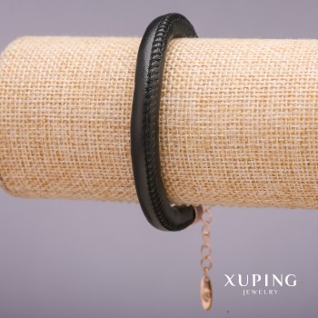 Xuping Leather Bracelet, 8 mm Thick, 21–25 mm Length, 18k Gold Plating