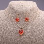 Discount! 'Heart' multicolor red and yellow Pendant 19x16 mm and Earrings 27x13 mm, 50 cm long