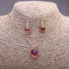 Sale! Set "Heart" Multicolor Yellow-Pink Pendant 19x16mm and Earrings 27x13mm, Length 50 cm
