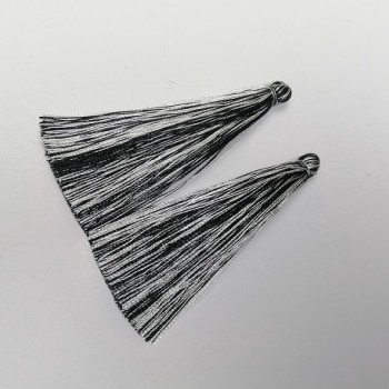 Crafting finding: Brush 'Black-White Stripe', 7 cm long, 7 mm diameter, pair