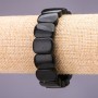 Agate bracelet, black link 18×14 mm, 18 cm length on elastic