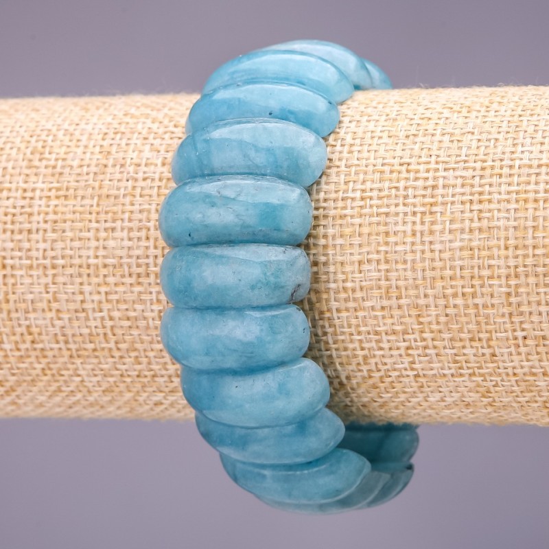 Aquamarine bracelet link 25x10 mm, length 18 cm on elastic
