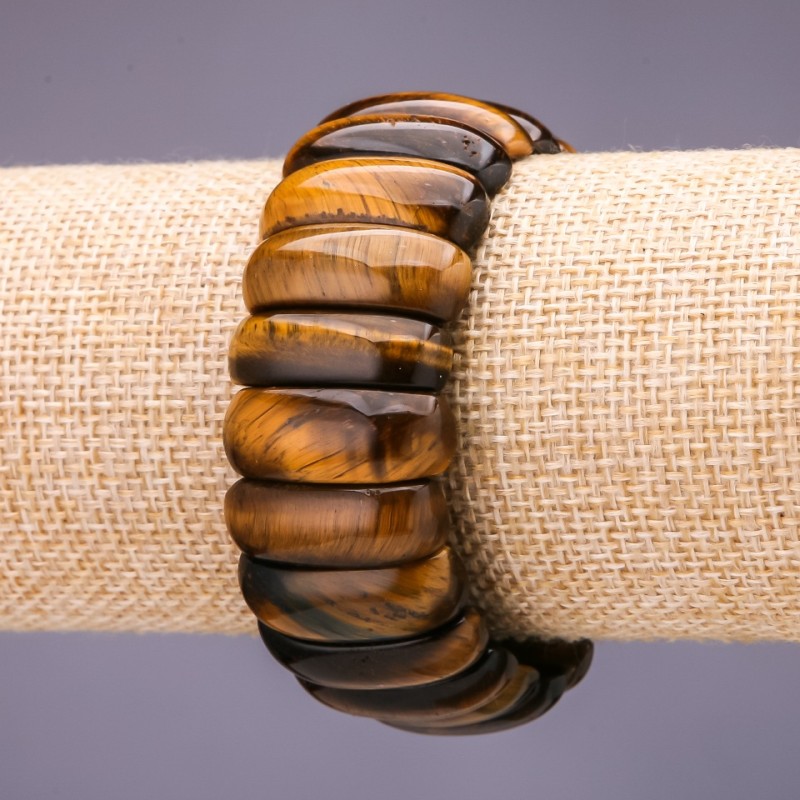 Tiger's Eye Bracelet with 25×10 mm links, 18 cm length on elastic