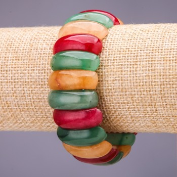 Bracelet of assorted stones, link 25×10 mm, 18 cm length on elastic