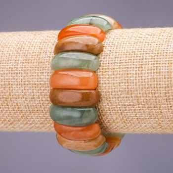 Bracelet with assorted stones, link 25×10 mm, length 18 cm on elastic