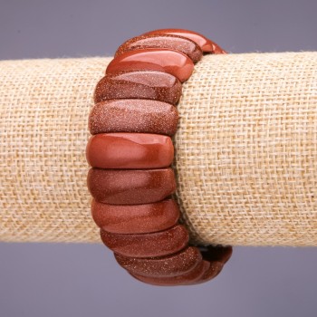 Bracelet Aventurine 'Golden Sand' Link 25x10+-mm, length 18 cm on elastic