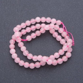 Beads of natural stone on thread, Pink quartz spheres, 8.5 mm diameter, 38 cm length + - +