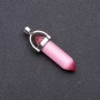 Pink Cat's Eye Pendant, Hexagonal, 8x35x41 mm