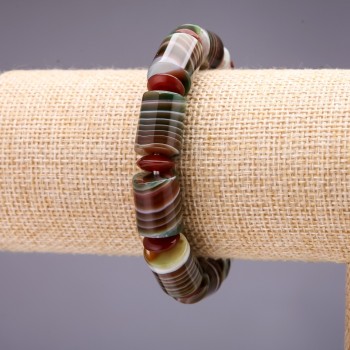 Agate Barrel Bracelet, 15x12 mm, 18 cm on elastic
